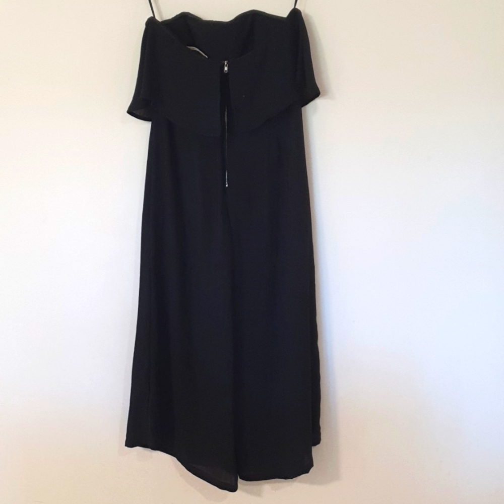 Here Comes The Sun Size 12 Black Strapless Jumpsuit Sheer Legs - Picture 9 of 10